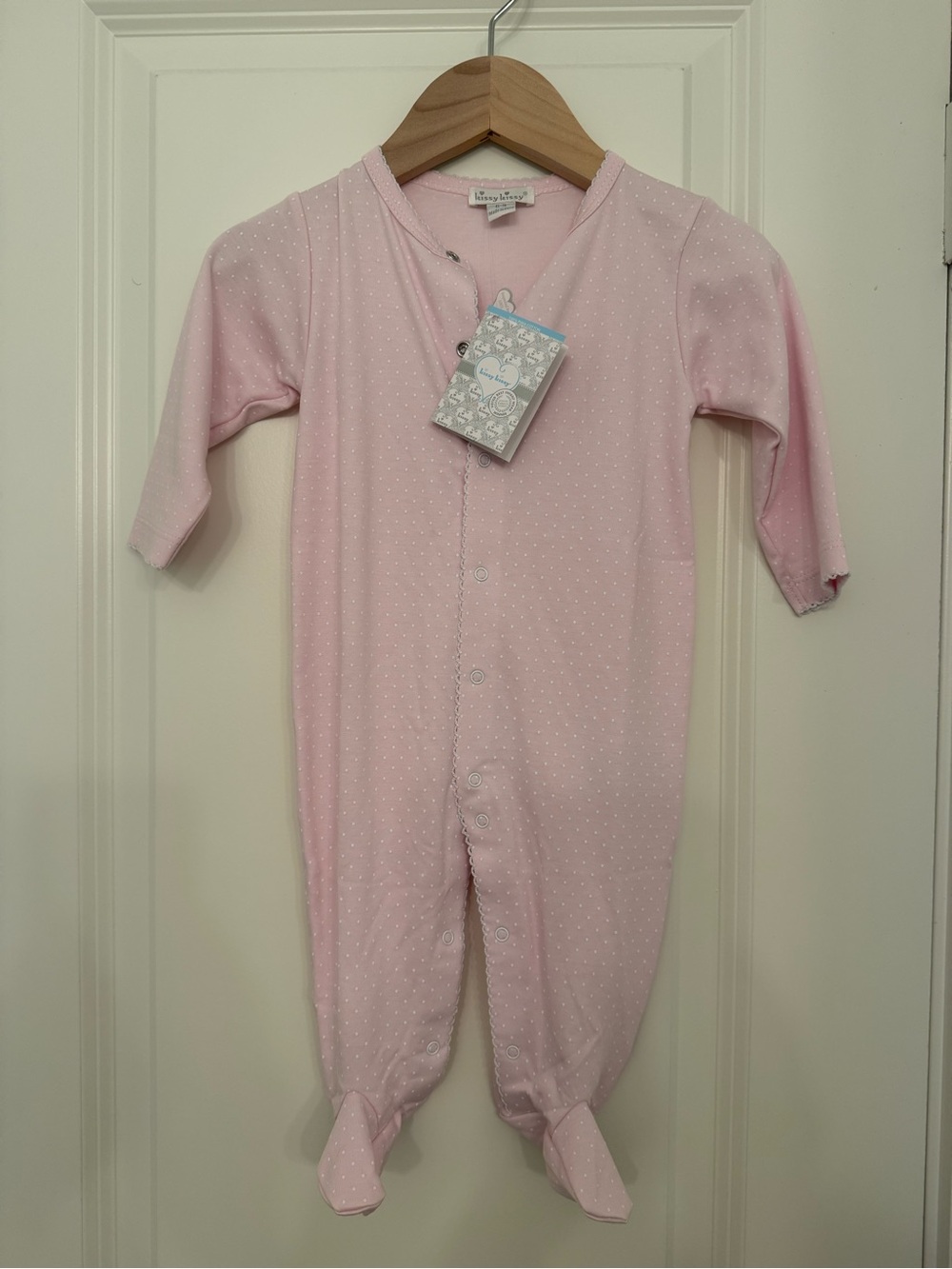 Kissy Kissy Light Pink Polka Dot Footed Pajama - Picture 2 of 4